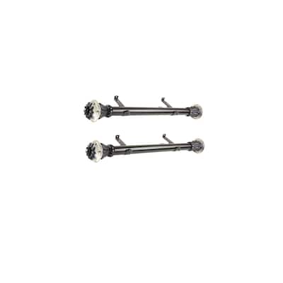 Steel Curtain Rods Set - Black Drapery Rods with Finials - 12-20 Inch Adjustable Rods - M
