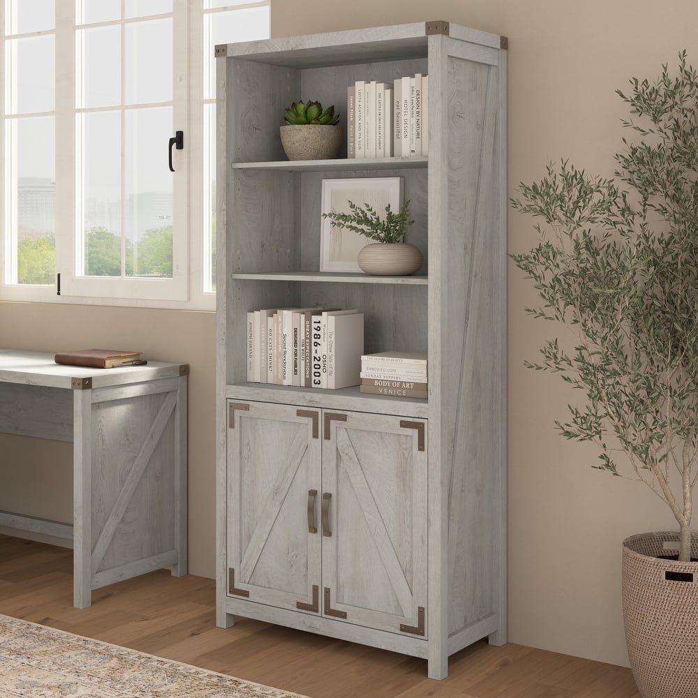 Knoxville Tall 5 Shelf Bookcase with Doors by Bush Furniture