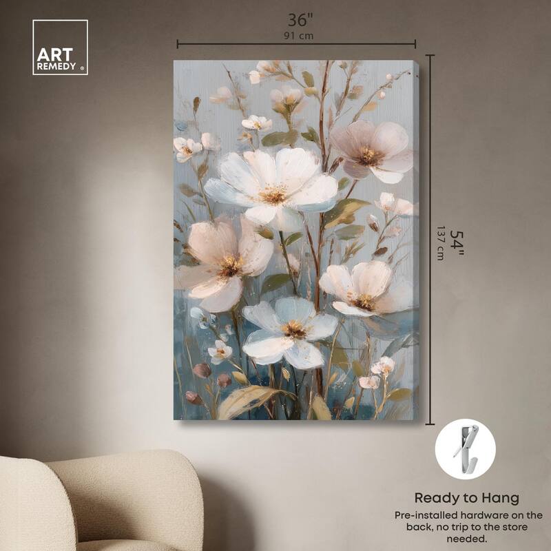 Vintage White Meadow Canvas by Art Remedy, Gallery Wrapped