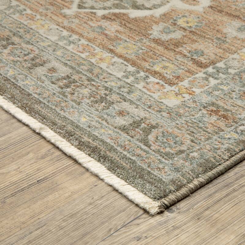 Kellan Global Medallion Rust/ Green Area Rug
