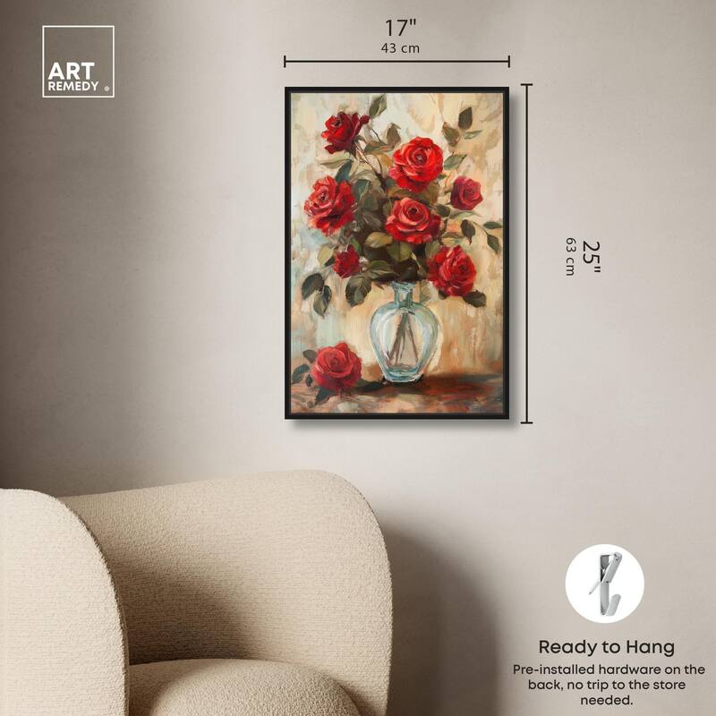 Ruby Roses in Riad Glass Canvas by Art Remedy