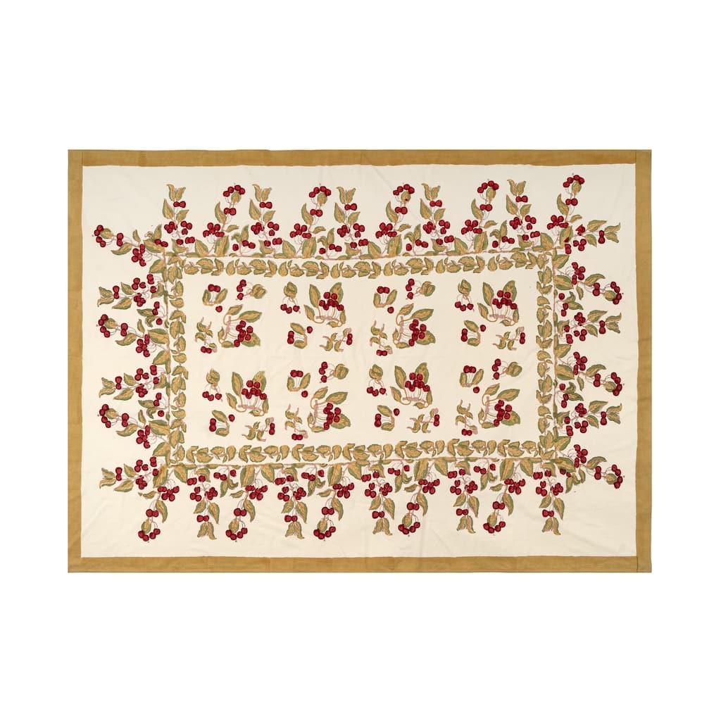 Couleur Nature Cherry Tablecloth - Red/Green - 71" x 142