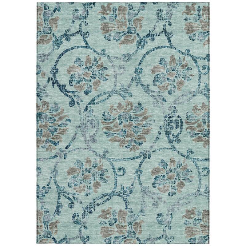 HomeRoots Floral Traditional Rectangle Outdoor Rug