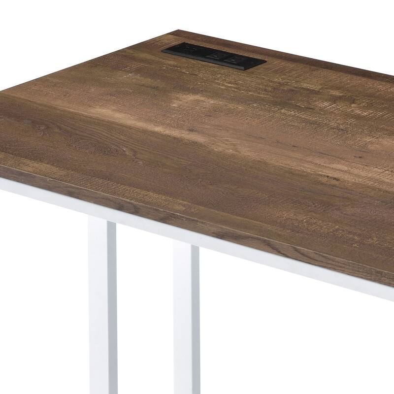 Tyrese Walnut & White Finish Writing Desk W/USB
