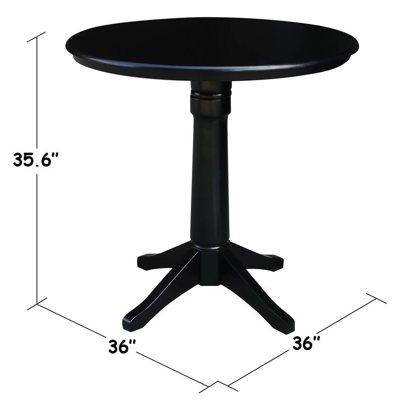 International Concepts Solid Wood 36" Round Pedestal Dining Table