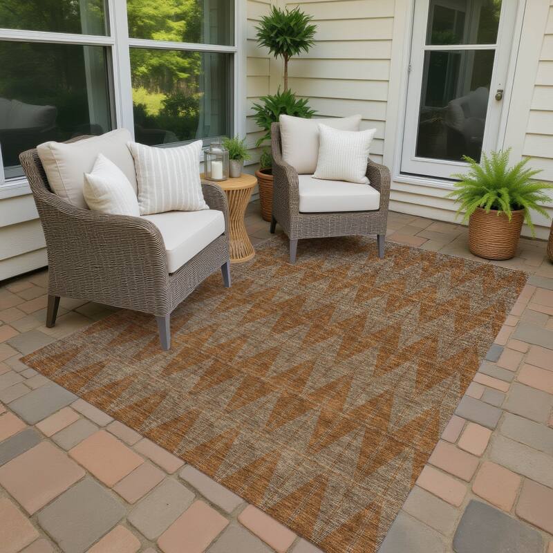 Machine Washable Indoor/ Outdoor Modern Zeke Chantille Rug - Paprika - 2'6" x 3'10"