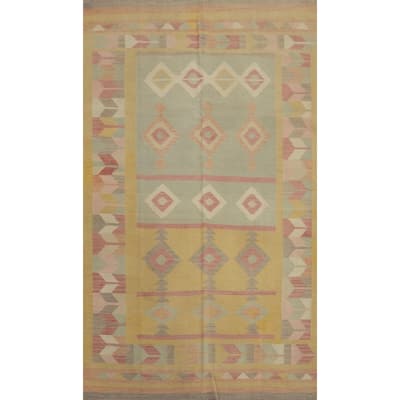 Hand Woven Oriental 100% Wool Carpet Southwestern Tribal Multi-Colored Kilim Area Rug - 8' 0'' X 5' 0''
