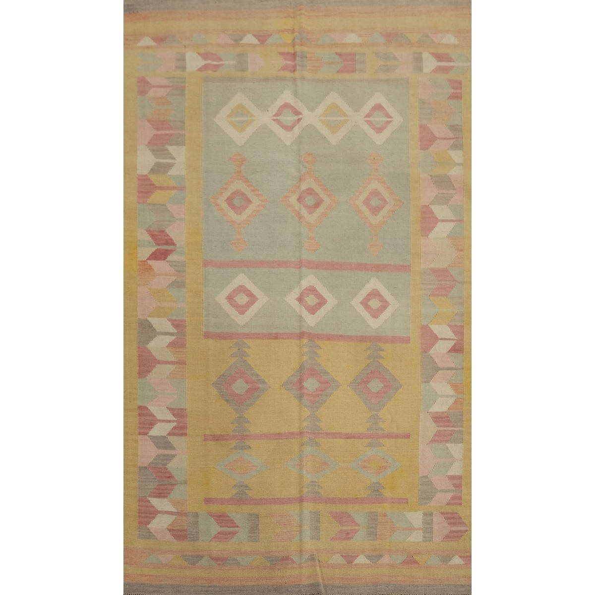 Hand Woven Oriental 100% Wool Carpet Southwestern Tribal Multi-Colored Kilim Area Rug - 8' 0'' X 5' 0''