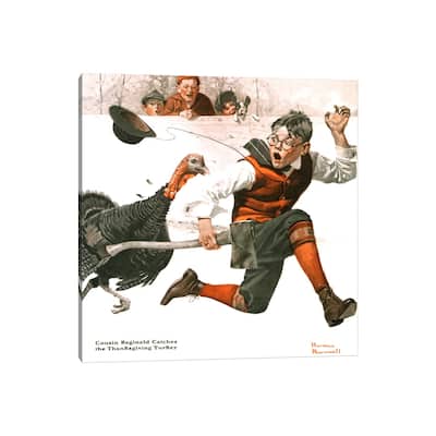 iCanvas "Cousin Reginald Catches the Thanksgiving Turkey" by Norman Rockwell Canvas Print