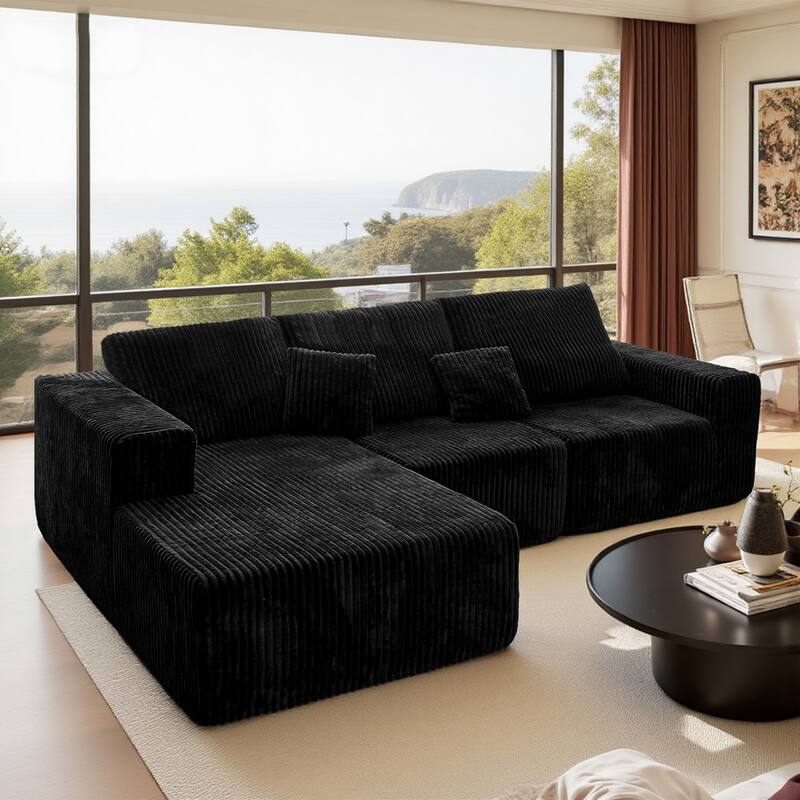 112.99" Cloud Sectional Couch with L-Shape Chaise,Modern Modular Sofa with Deep Seat, Upholstered Couches