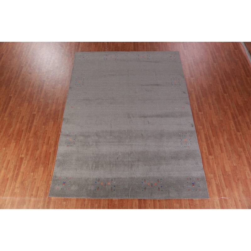 Hand Knotted Oriental 100% Wool Carpet Tribal Tribal Greys & Charcoal Gabbeh Area Rug - 12' 3'' X 8' 11''