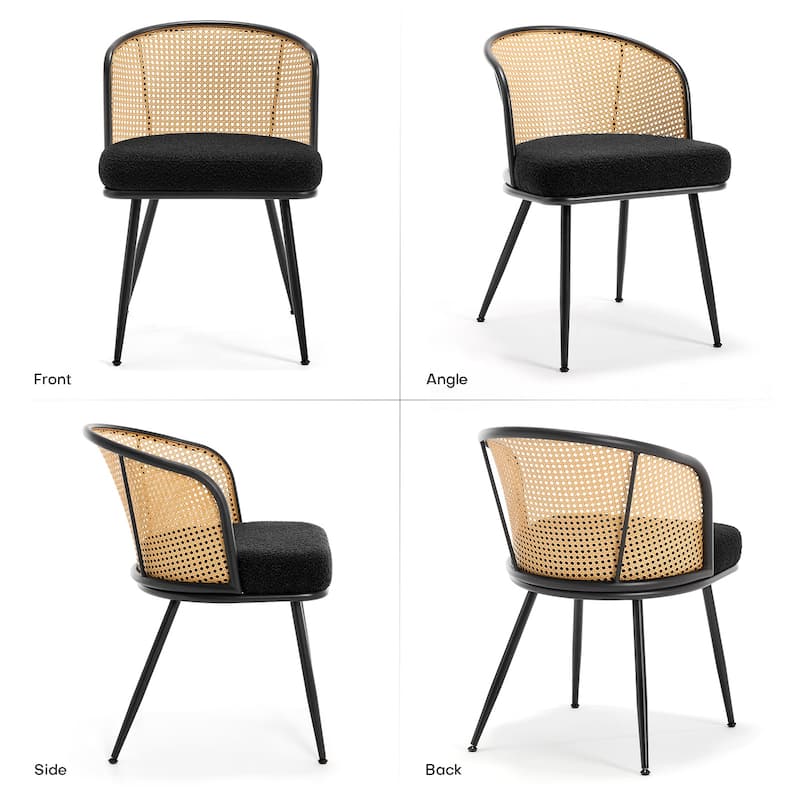 Upholstered Rattan Dining Chairs with Metal Legs Set of 2/4 - 29.92"H x 20.5"W x 23.03"D