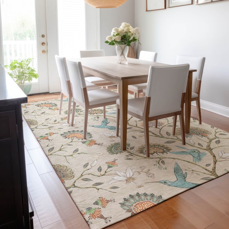 Premium Washable Super Soft Hummingbird Garden Mayfield Rug