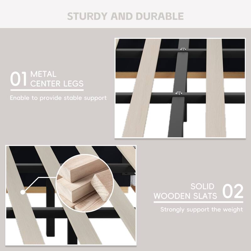 Upholstered Platform Bed with Panel, Soft Rounded Corners