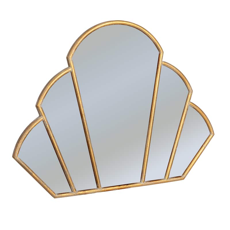 Scallop Shaped Metal Wall Mirror - Gold