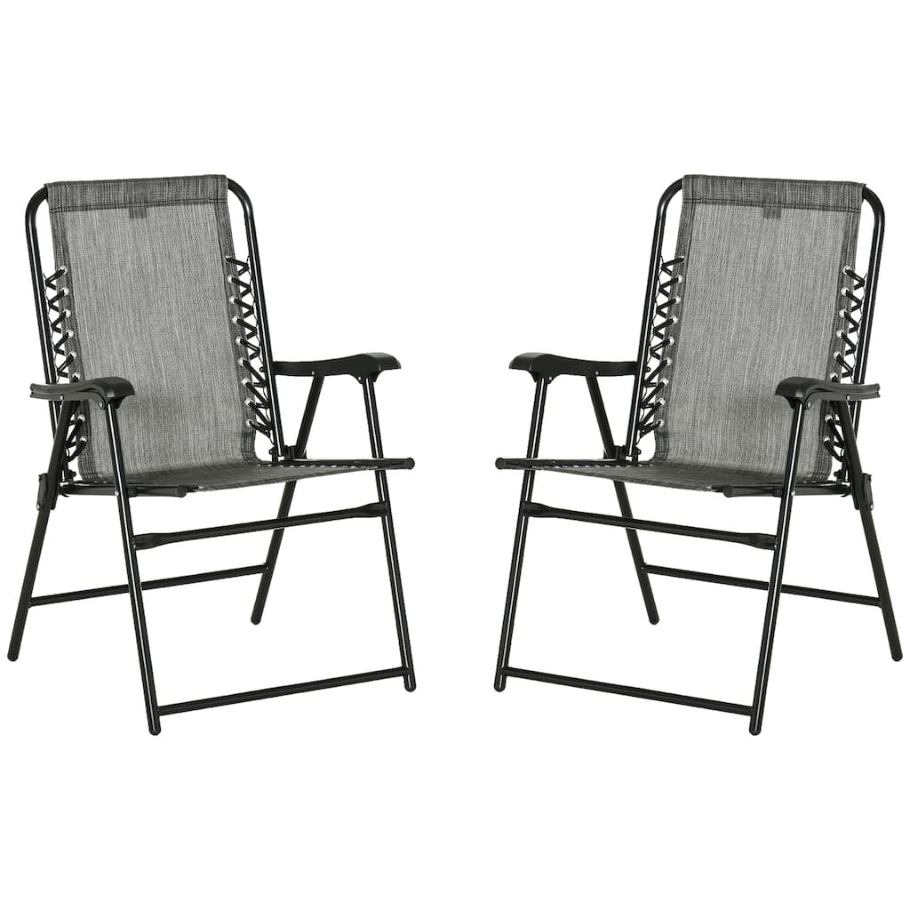 Set of 2 Patio Folding Chairs, Outdoor Portable Lawn Chairs with Armrests for Camping, Garden, Pool, Beach, Backyard