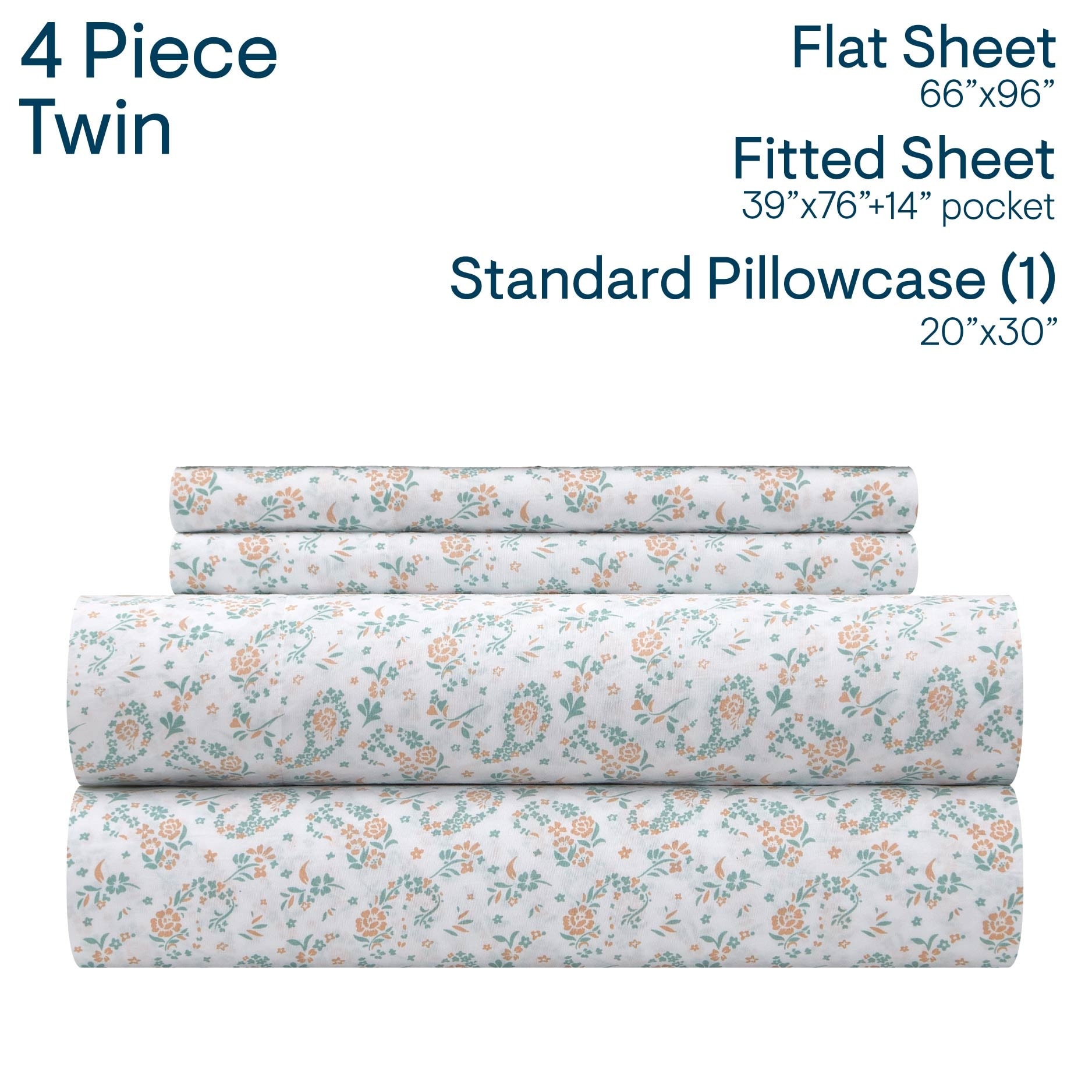 Aeropostale Premium All Season Microfiber Paisley Sage and Blush Sheet Set