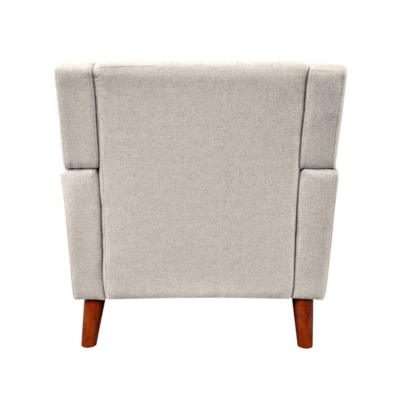 Fabric Mid-Century Modern Armchair with Tufted Back, Sinuous Spring Seat and Tapered Wood Legs