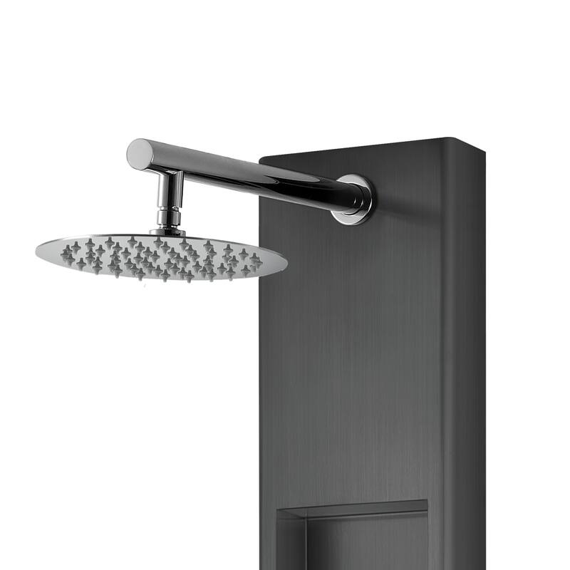 AquaNiche 8-in Rain Showerhead Showerspa with 4-Body Jets Built-in Niche and Handshower Gun Metal Black