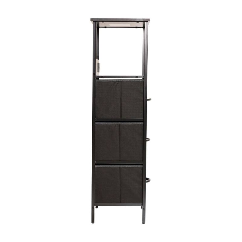 3 Fabric Drawer Nightstand with 2 USB Port/1 Outlet Charging Station