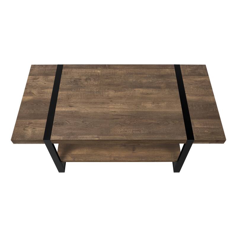 47 Inch Rectangular Coffee Table with Shelf for Living Room Storage - 47.25” x 23.75” x 17.75”