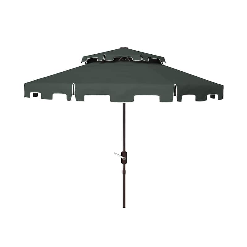 SAFAVIEH Outdoor Livia 9Ft Double Top Market Umbrella, Base Not Included - Dark Green