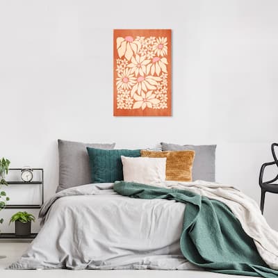 Wynwood Studio Canvas Floral and Botanical Sunset Floral Orange and Pumpkin Modern & Contemporary Wall Art Canvas Print