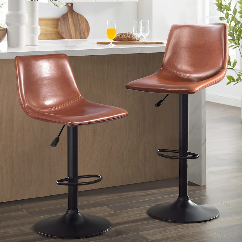 Bossin Adjustable Swivel Bar Stools with Backs – Counter Height - Set of 2 - Dark Brown