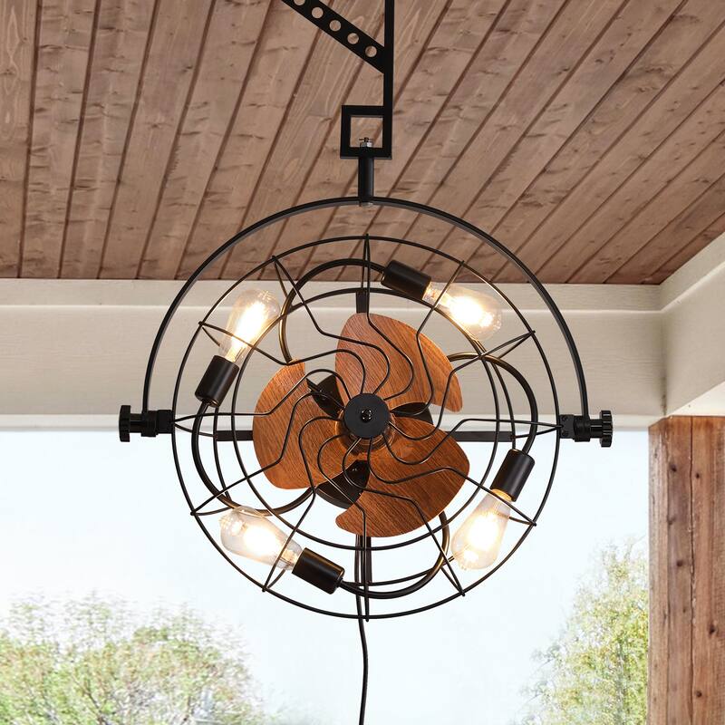 20" Fansconce Indoor/Outdoor Wall Mount Ceiling Fan with Lights and Remote, Industrial Ceiling Fan for Patio Garage