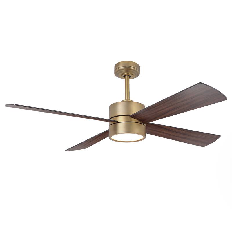 52" Modern Gold Integrated LED Dimmable Reversible Smart Ceiling Fan with RGB Light, Remote and APP Control