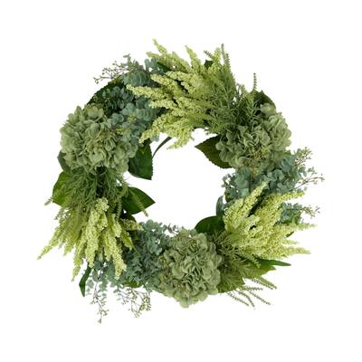 25" Hydrangea, Heather and Eucalyptus Wreath