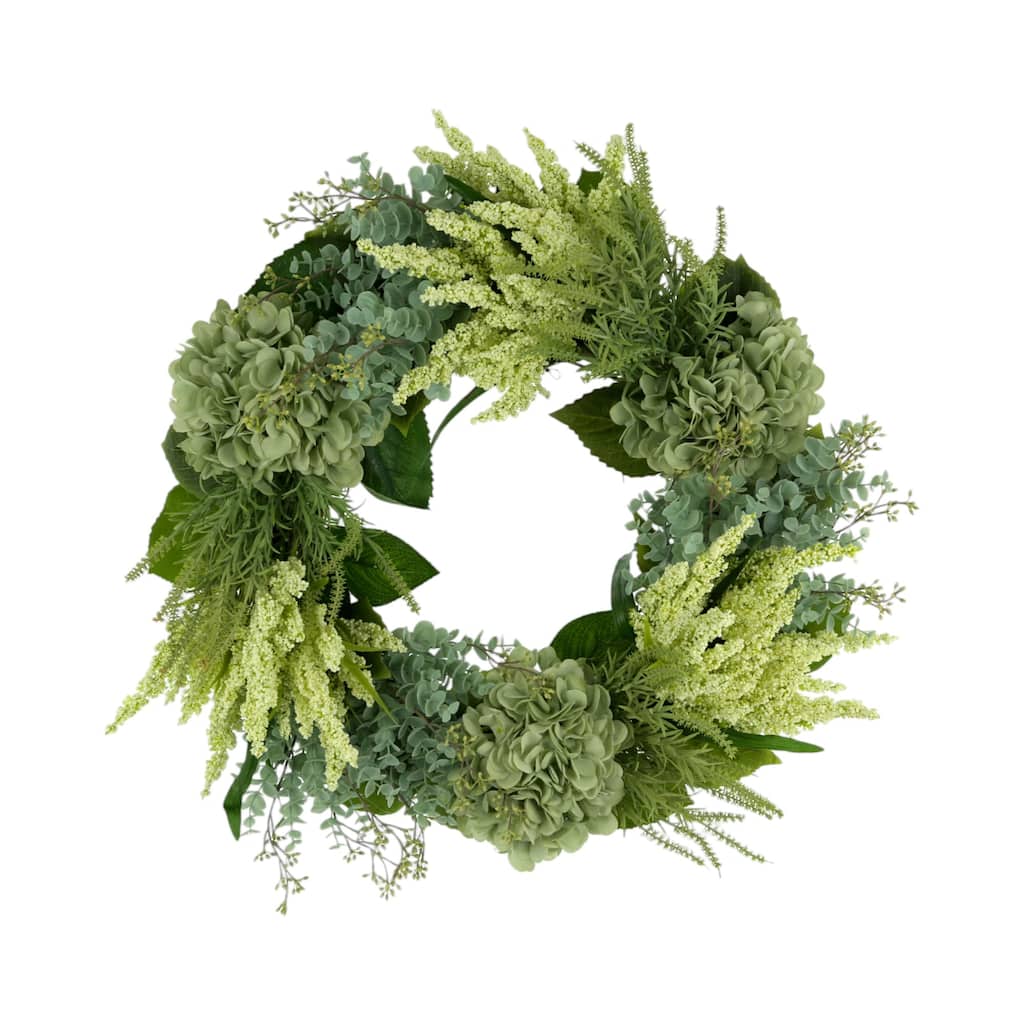 25" Hydrangea, Heather and Eucalyptus Wreath
