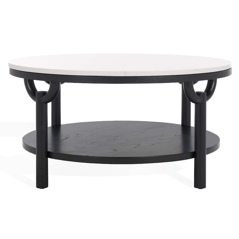 SAFAVIEH Couture Aive 2-Tier Marble Top Round Coffee Table - 35 In. W x 35 In. D x 17 In. H - 35"W x 35"D x 17"H