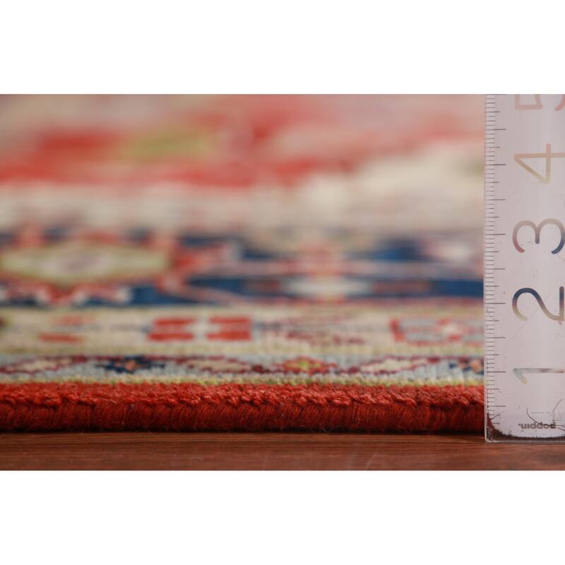 Orange Medallion Heriz Serapi Large Rug Hand-Knotted Wool Carpet - 11'8" x 15'3"