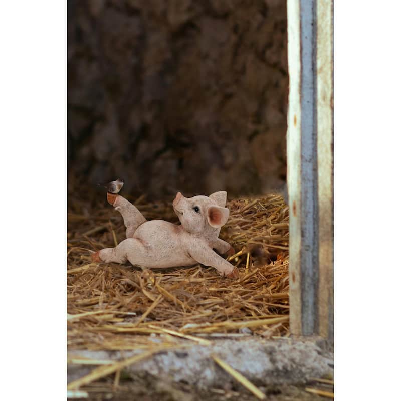 Yoga Pig Outdoor Garden Statue - 14.25"
