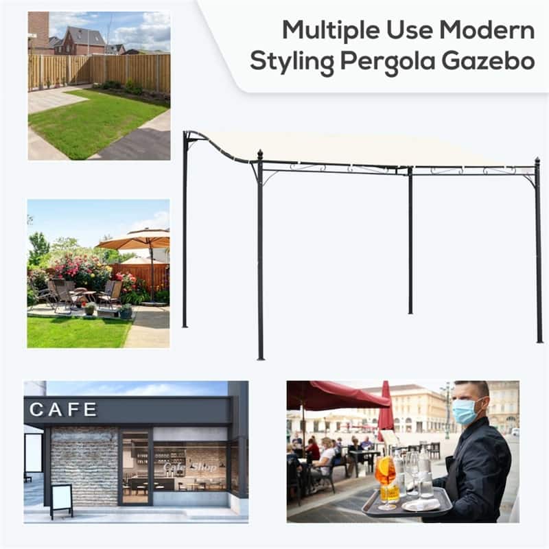 Outdoor Pergola Gazebo with UV-Resistant Polyester Canopy Powder-Coated Steel Frame Patio Backyard