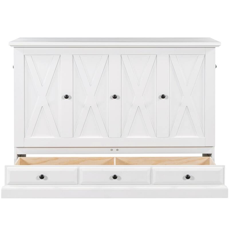 Wood Murphy Bed Chest Cube Cabinet Bed