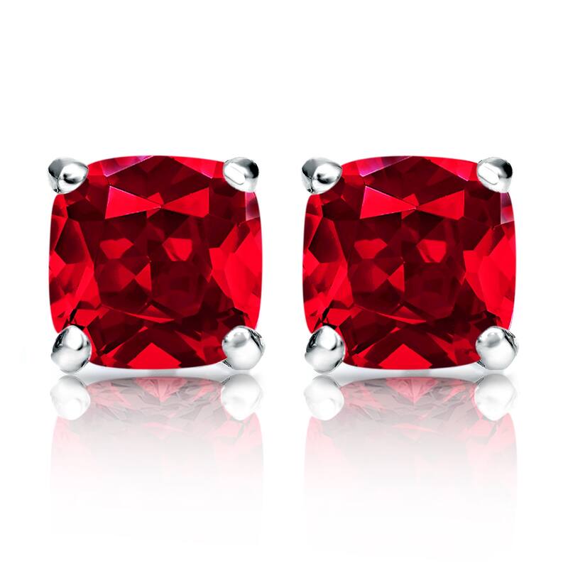 Auriya 14k Gold Lab Grown Gemstone Ruby Stud Earrings Cushion 0.25 to 5.00 ct. tw. 4-Prong Martini Push-Back