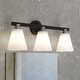 preview thumbnail 1 of 13, Vermont Matte Black and Satin Nickel Bathroom Vanity Lighting Fixture, Etched White Glass Shade, Dimmable, LED Compatible Wall 23-in W x 10-in H x 7-in D - Matte Black and Satin Nickel