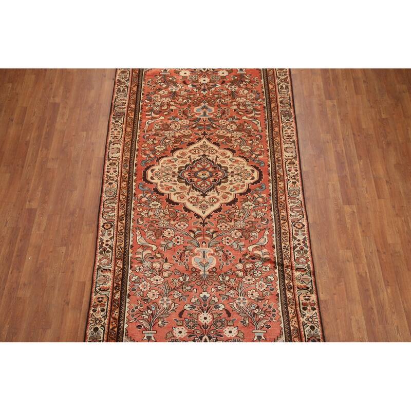 Hand Knotted Oriental 100% Wool Carpet Traditional Floral Oranges & Rust Lilian Area Rug - 10' 8'' X 4' 9''