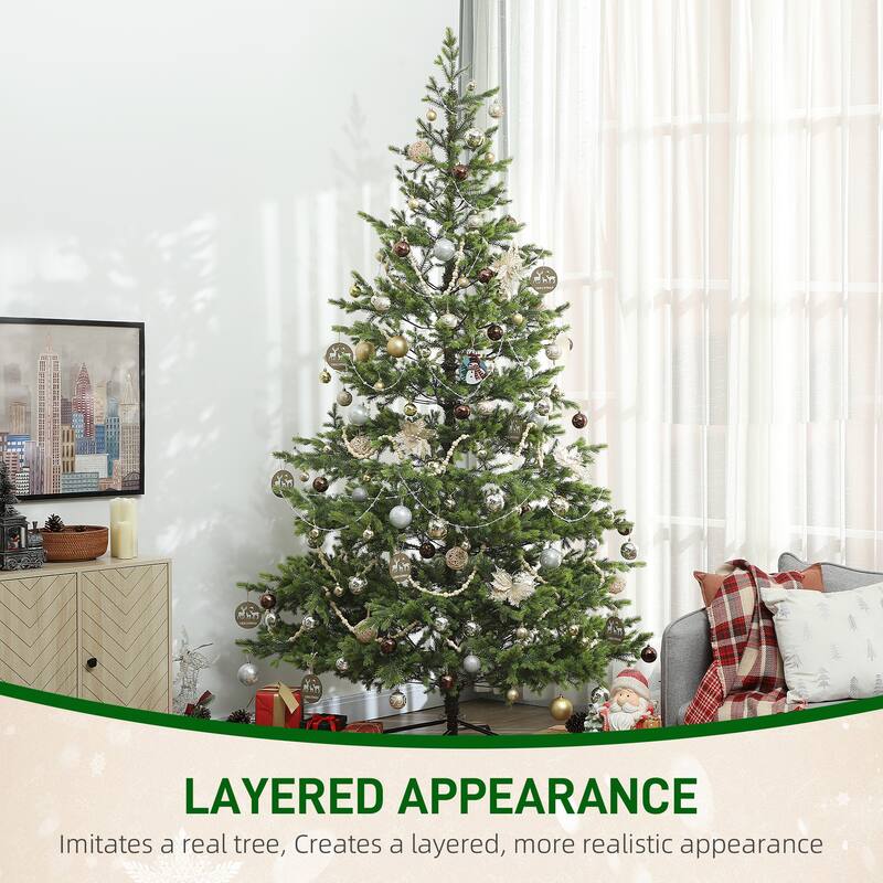 Green PE Christmas Tree Indoor Artificial Tree with 2901 to 4306 Tips Hinged Sections and Steel Base for Easy Assembly