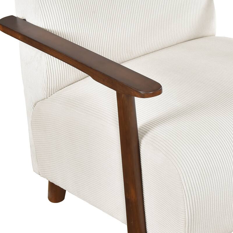 Fedora 28" Corduroy Accent Chair - Solid Wood Arms and Legs