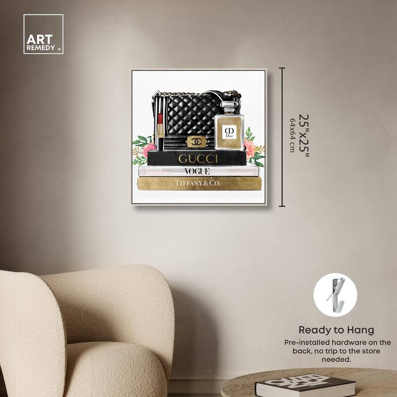 Luxury Paris Handbag and Books Canvas by Art Remedy
