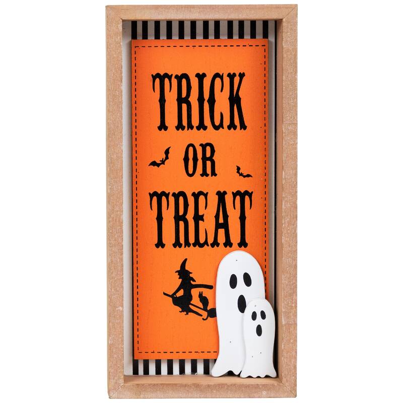 Happy Halloween Wooden Shadow Box Tabletop Sign - Set of 2