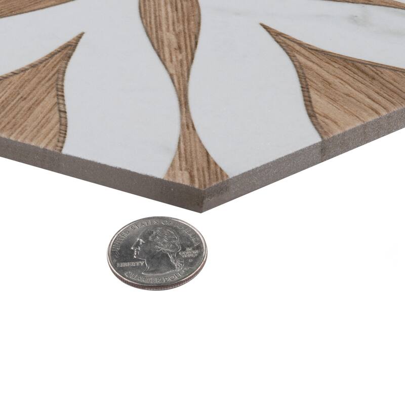 Merola Tile Llama Flower Loire Noce 8-5/8" x 9-7/8" Porcelain Floor and Wall Tile
