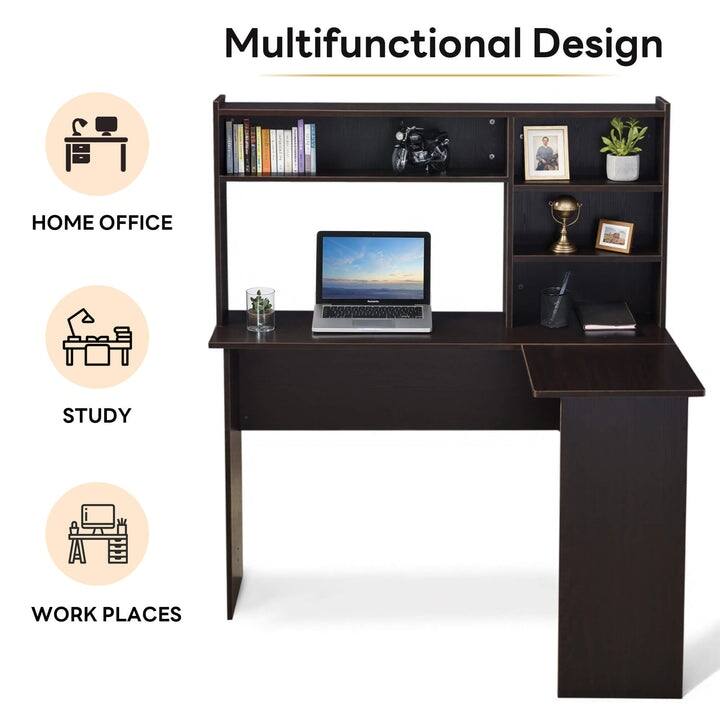 Ivinta Wood L Shaped Computer Desk with Hutch Modern Corner Gaming Desk