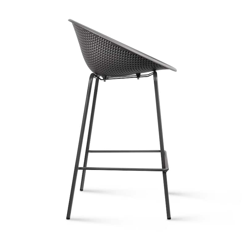 Set of 2 Counter height Bar Stools For Kitchen Egg Shaped Oval Seat Circle Dots Round Pattern for Indoor Outdoor - N/A