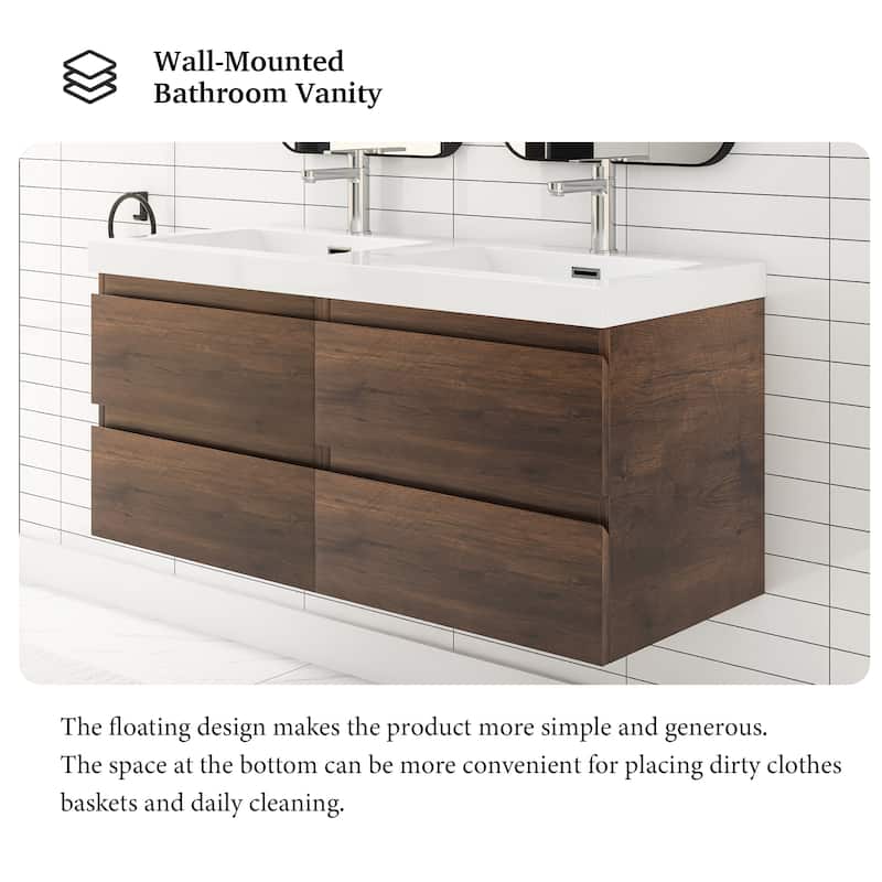 Floating Bathroom Vanity with two Resin Top