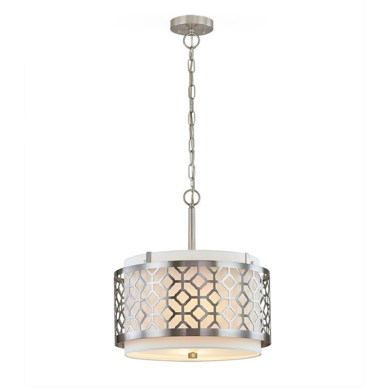 Melrose 2-Light Drum Metal Shade Pendant Light - Brushed Nickel