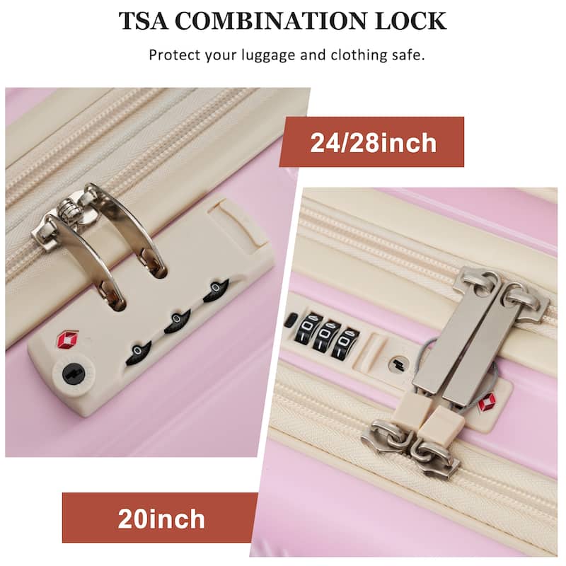 Luggage Sets 5 Piece with Half-opening, Hardside Carry On Suitcase Set with Double Spinner Wheel, with USB Port,TSA Locks